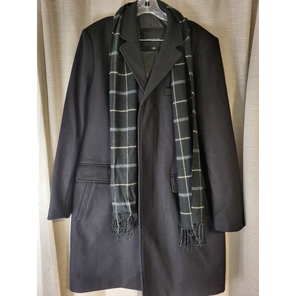 NWT Mens Sears Structure Black Overcoat Size Large